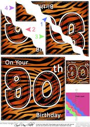 Funky Fun Zebra Print 90th Birthday Wavy Corner Side Stacker