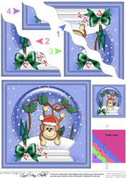 Xmas Chunky Monkey Snowglobe Wavy Corner Side Stacker Topper