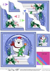 Xmas Polar Bear Snowglobe Wavy Corner Side Stacker Topper