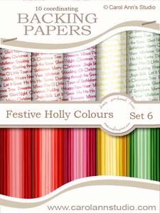 Festive Xmas Text & Stripes in Holly Colours
