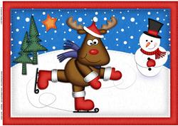 A4 Xmas Skating Rudolph Felties Card Topper