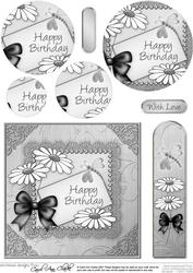 Daisies on Metallic Lace Quick Card with Circle Pyramage