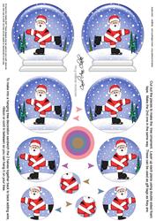 3D Xmas Skating Santa Snow Globe Shaped Tree Decoration