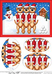 A5 Xmas Meerkats Oval Pyramage Topper