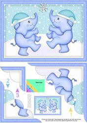 A5 Xmas Elephant Scallop Corner Side Stacker