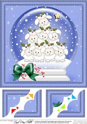 Christmas Sheep  - 8 x 8 Scalloped Corner Topper 