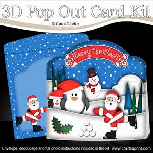 3D Xmas Santa and Friends Pop Out Card Kit