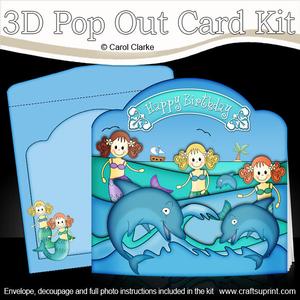 3D Mermaids N Dolphins Pop Out Card Kit