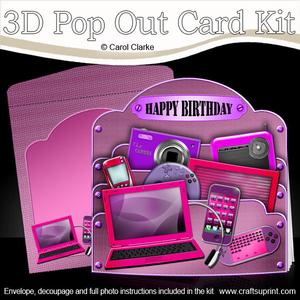3D Girly Gadgets N Gizmos Pop Out Card Kit