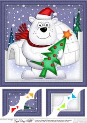 8 x 8 Xmas Ben Polar Bear Scalloped Corner Topper
