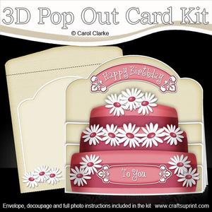 3D Daisy Birthday Cake Pop Out Card Kit