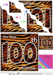 Funky Fun Zebra Print 100th Birthday Wavy Corner Side Stacke
