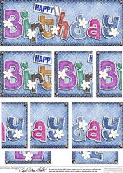 Dl Happy Birthday Denim N Daisies Felties Side Stacker