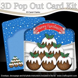 3D Xmas Pudding Tree Pop Out Card Kit