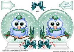 Xmas Little Hoot Snow Globe Shaped Card