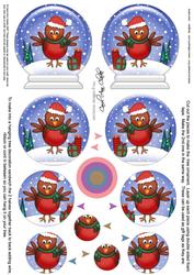 3D Xmas Robin Snow Globe Shaped Tree Decoration