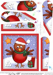 Xmas Robin Fan Pyramage Topper