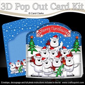 3D Xmas Polar Bear Tree Pop Out Card Kit