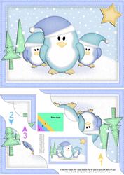 A5 Xmas Penguins Felties Scallop Corner Side Stacker