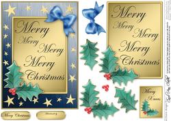 Elegant Christmas Greeting Quick Card with 3D Decoupage