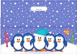 Large Dl Xmas Penguins on Parade Quick Cut and Fold Card