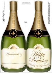 Large Dl Birthday Champagne Bottle Shaped Card