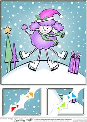 8 x 8 Cute Xmas Poodle Scalloped Corner Topper