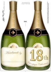 Large Dl 18th Champagne Bottle Shaped Card