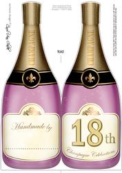 Large Dl 18th Champagne Bottle Shaped Card