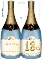 Large Dl 18th Champagne Bottle Shaped Card