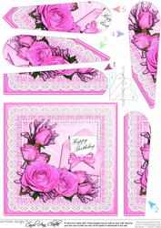 Birthday Roses Lace N Pearls Fan Pyramage Topper