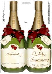 Large Dl Husband Anniversary Champagne Bottle Shaped Card