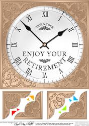 8 x 8 Retirement Clock Scalloped Corner Topper