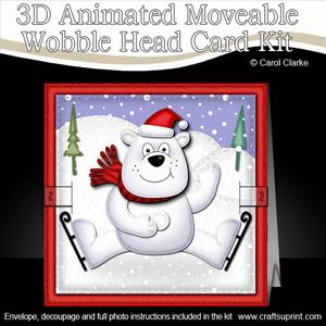 3D Ben Polar Bear Animated Moveable Wobble Head Card Kit