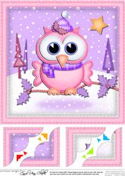 8 x 8 Xmas Little Hoot Scalloped Corner Topper