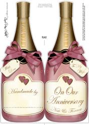 Large Dl Wife Anniversary Champagne Bottle Shaped Card