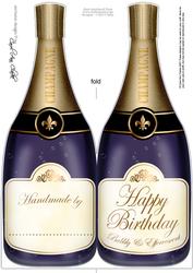 Large Dl Birthday Champagne Bottle Shaped Card