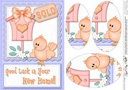 A5 Little Birdie Felties New Home Oval Pyramage Topper