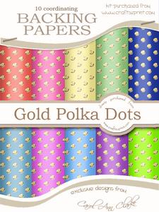 Gold Metallic Dots Backing Papers Kit