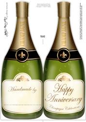 Large Dl Anniversary Champagne Bottle Shaped Card