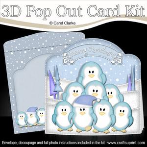 3D Xmas Penguin Tree Pop Out Card Kit