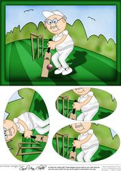 A5 Bert Loves Cricket Oval Pyramage Topper