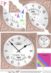 Time to Celebrate Clock Scallop Corner Side Stacker Topper