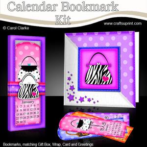 Handbags Everlasting Calendar Bookmark Gift Set N Quick Card