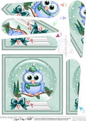 Xmas Little Hoot Snowglobe Fan Pyramage Topper