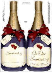 Large Dl Husband Anniversary Champagne Bottle Shaped Card