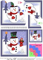 Xmas Snowman Shell Edged Corner Side Stacker
