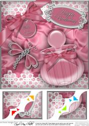 8 x 8 Perfume Lace N Dragonfly Scalloped Corner Topper
