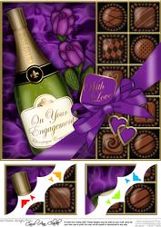 8 x 8 Engagement Champers Chocs N Roses Scalloped Corner