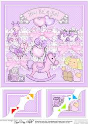 8 x 8 New Baby Girl Scalloped Corner Topper